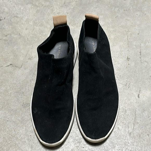 Via Spiga Marlow Suede Slip-On Sneakers‎ Women's 8M Black Solid Round Toe - Picture 1 of 9